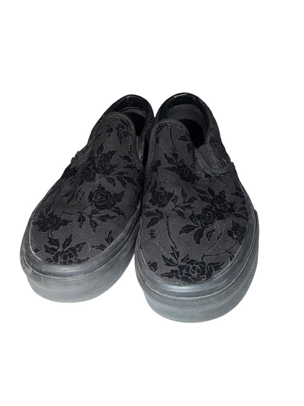 Vans Black Floral Slip-On Loafers